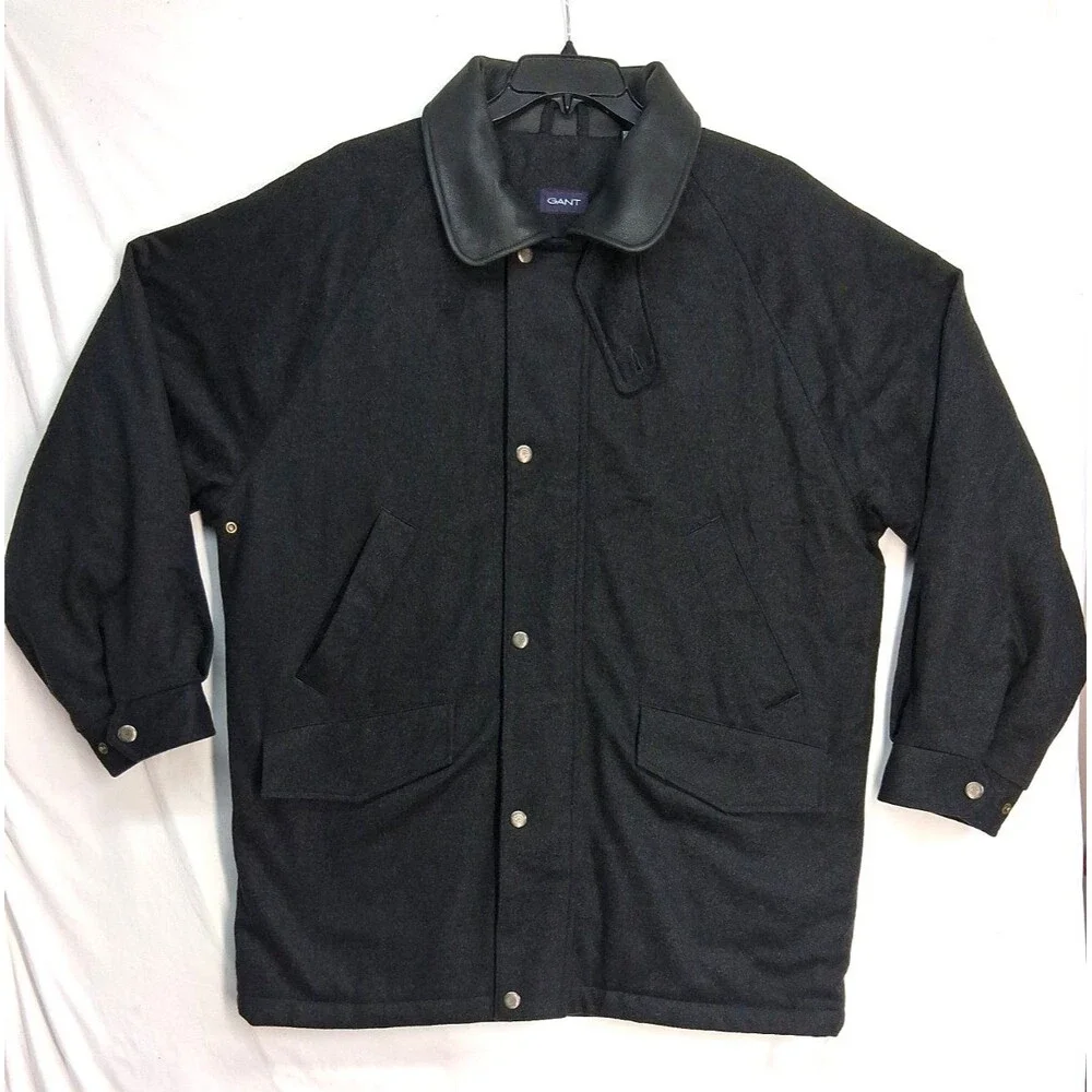 Gant Mens Gray The Double Up Coat Wool Blend Coat Overcoat Winter Money